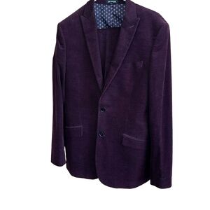 EXPRESS Mens Corduroy Suit Blazer Pant 28x30 Burgundy Two-Button Business Casual